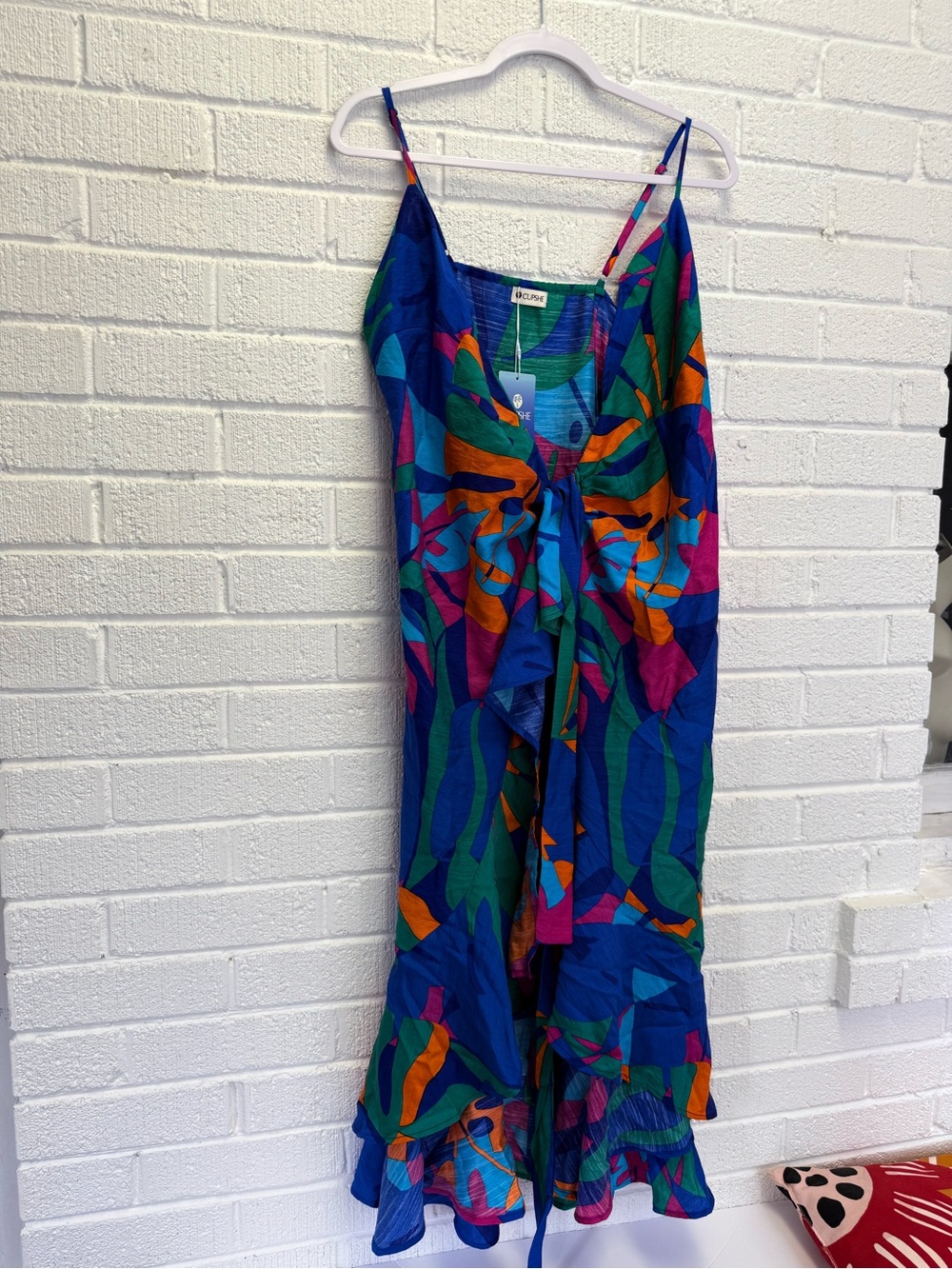 Cupshe Blue Green Orange Tropical Print Maxi Dress Cover Up - Picture 2 of 8